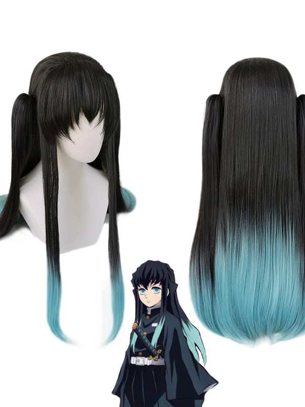 

Парик для косплея по мотивам аниме «рассекающий демонов», термостойкие длинные искусственные волосы из киметсу, тоkitou, Muichirou, для косплея