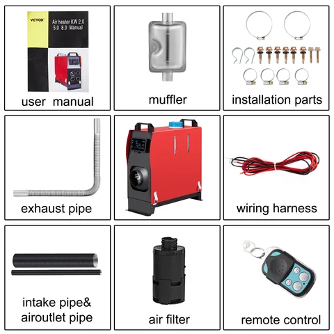 VEVOR 5KW дизельный воздухонагреватель все в одном 12V дизельный парковочный нагреватель глушитель 5000W дизельный нагреватель пульт дистанционного управления с ЖК-переключателем