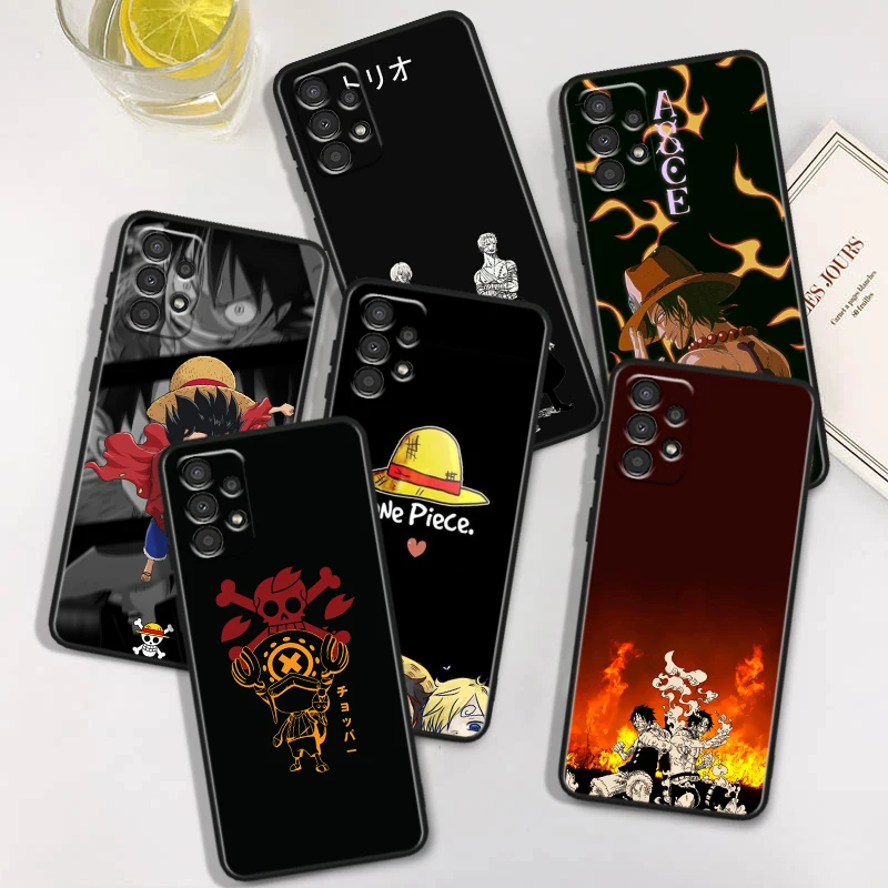 Luffy O-ne P-iece для Samsung A73 A72 A54 A53 A52S A34 A33 A32 A25 A24 A23 A22 A15 A14 A13 A05 черный чехол телефона