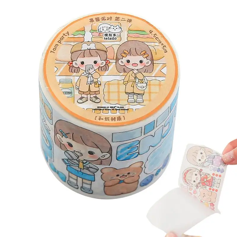 

Cute Cartoon Decorative Adhesive Tape Hand Account Masking Tape Scrapbooking Journal DIY Material Sticky Paper Tape