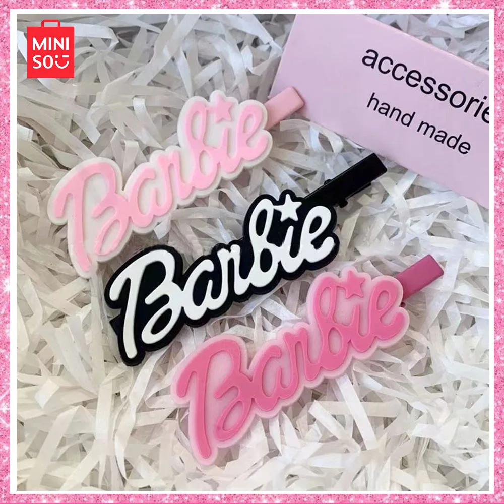 2024 Miniso Барби Новая мода карточка для волос милые и игривые буквы челки аксессуары