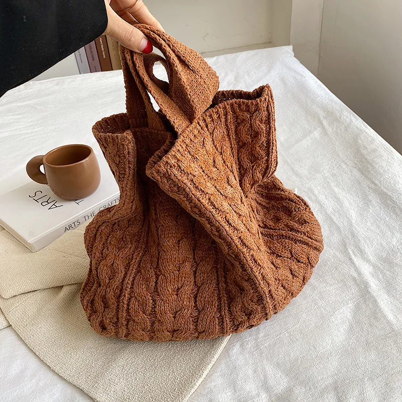 

Women's Bag Totes Large Capacity Shopper Fashion Casual Knitting Autumn Winter New Soft Designer Handbags For Women Shoulder Bag