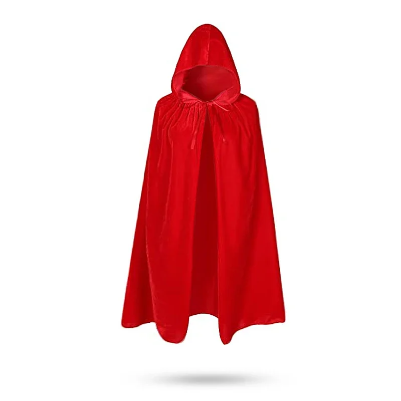 Плащ с капюшоном красная бархатная накидка на Рождество Хэллоуин карнавальный