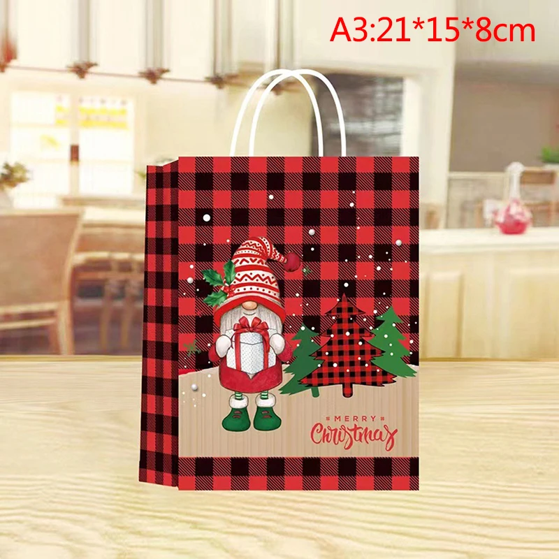 

1Pcs Merry Christmas Kraft Gift Bags Handmade Nougat Snowflakes Biscuit Chocolate Packaging New Year Party Kids Favors