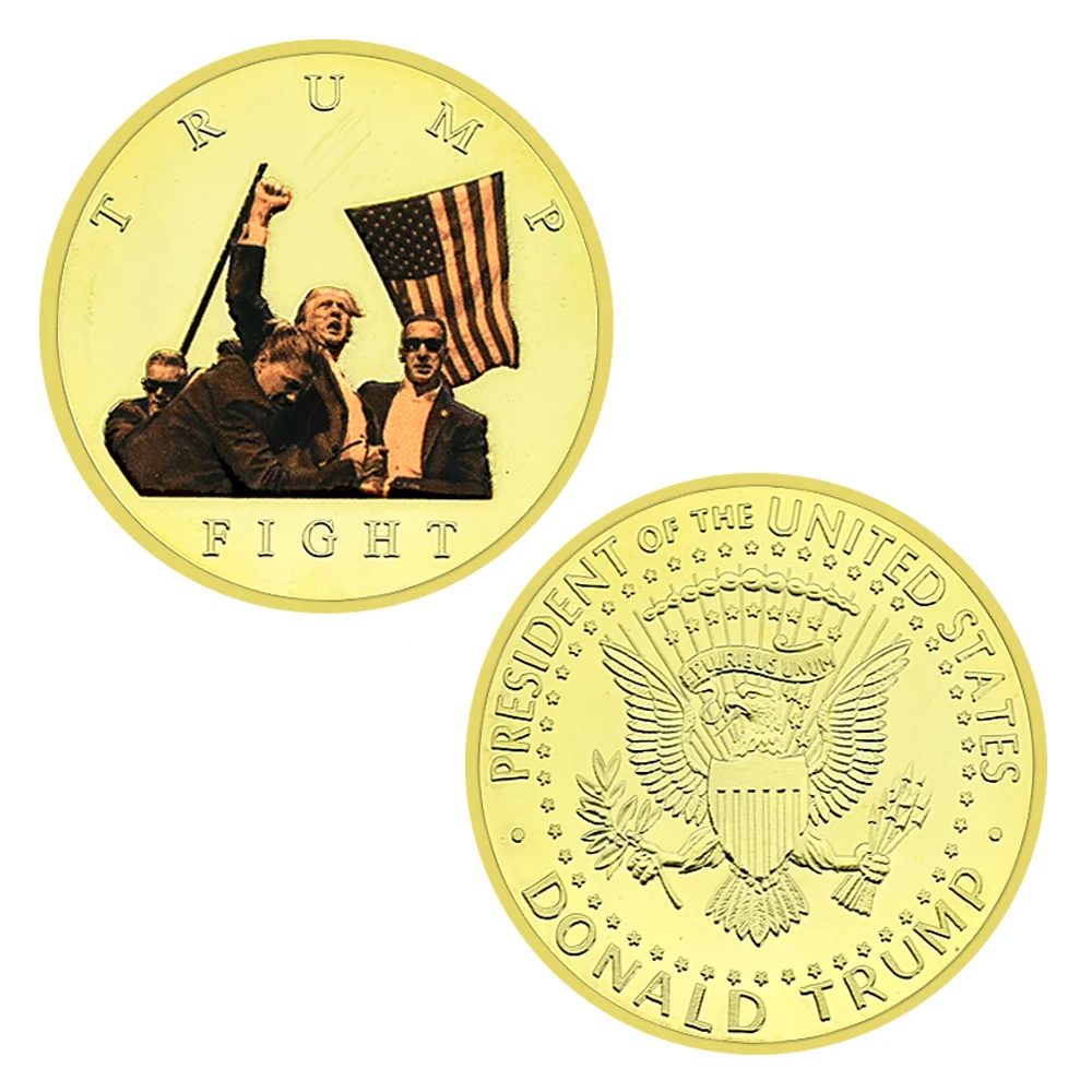 Позолоченная монета с изображением Дональда Трампа