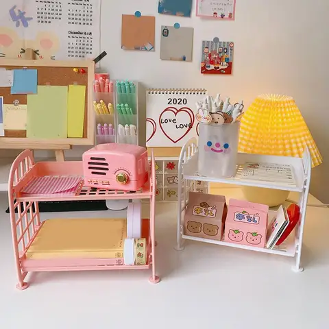 Пластиковый двухуровневый стеллаж белый