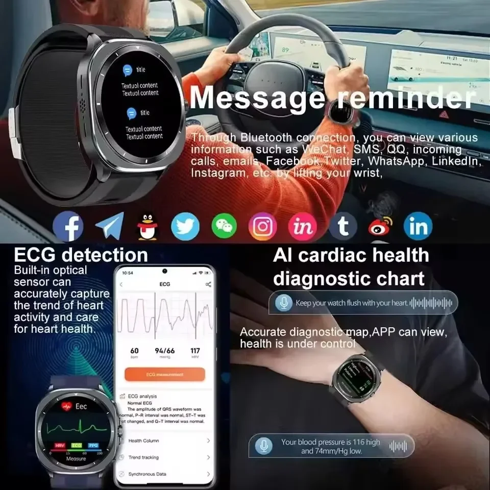 Фото Новые умные часы для треков здоровья, Bluetooth-вызов, NFC, воздушный насос, подушка безопасности, настоящий измеритель артериального давления, умные часы для измерения здоровья, кислорода в крови №5