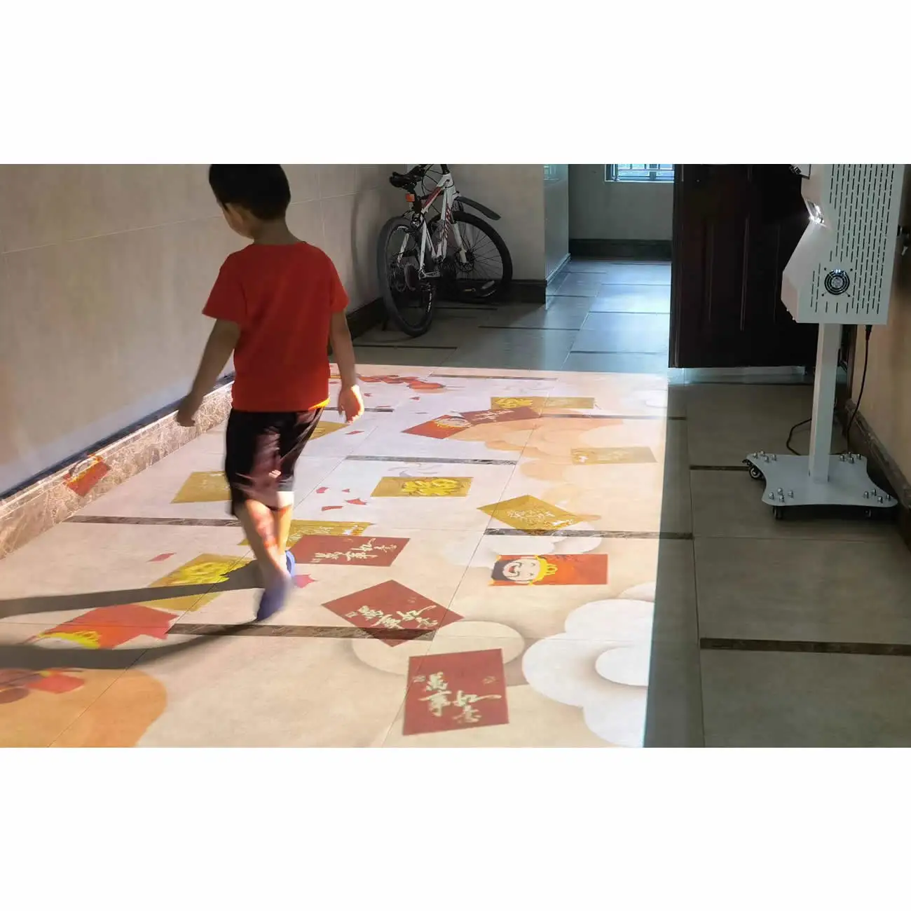 Мобильная версия все в одном интерактивный напольный проектор дисплей макс. 150