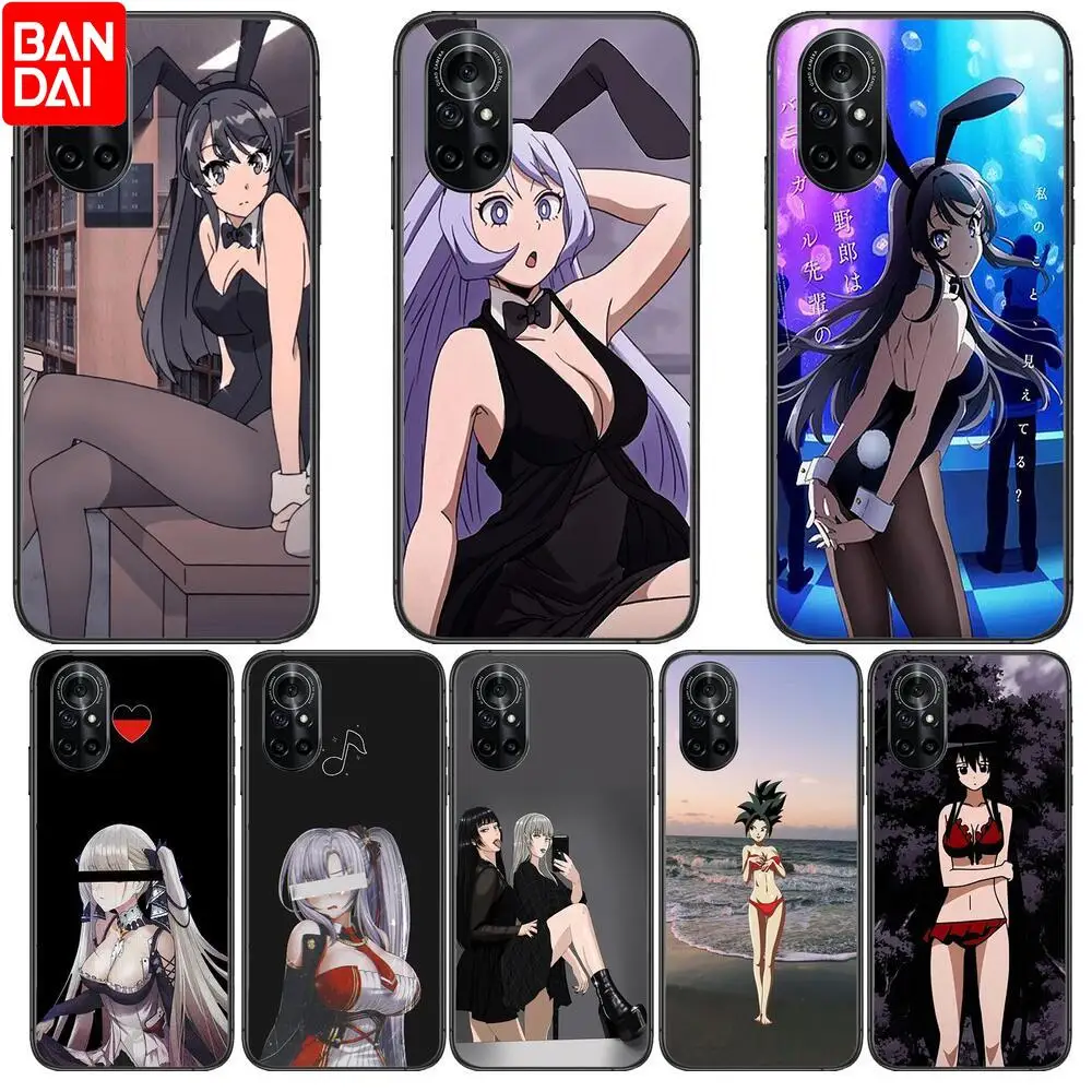 

Bikini Girl Anime Cute Clear Phone Case For Huawei Honor 20 10 9 8A 7 5T X Pro Lite 5G Black Etui Coque Hoesjes Comic Fash des