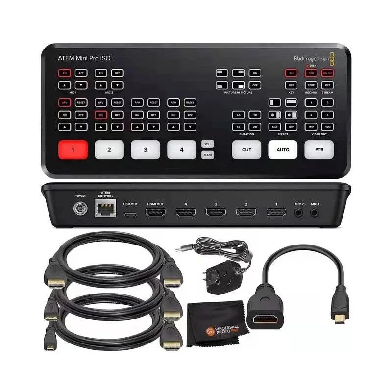 Фото D88 Blackmagic Design ATEM Mini Extreme SWATEMMINICEXT 12 В 8 HD-MI INPUT 2 HD/MI Видеопереключатель Прямая трансляция Аудио №1