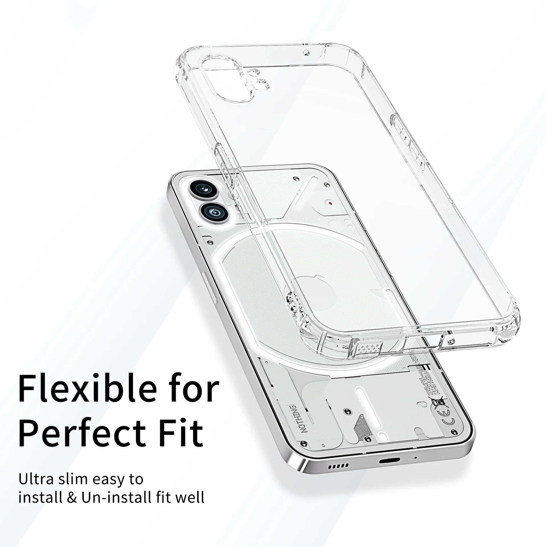 

New Applicable For Nothing phone1 transparent mobile phone case four-corner airbag fall-proof protective cover TPU soft case