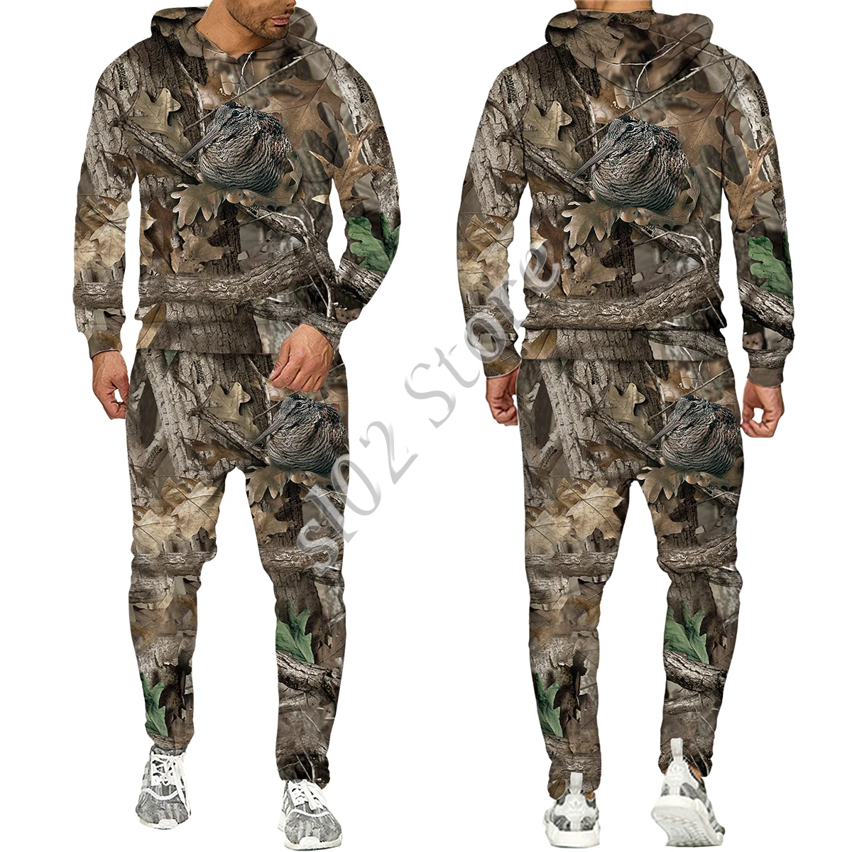 Camouflage Casual Hunting Animal Wild Boar 3D Hoodie/Training Men's 2 Piece Set Sportwear Men's Clothes Suit