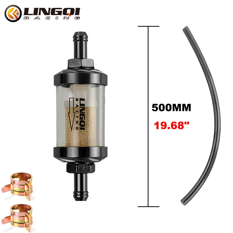 LINGQI RACING Мотоциклетный газовый топливный фильтр M8 8 мм Бензиновые масляные фильтры и трубчатая линия для 49cc 50cc 110cc 125cc Dirt Pit Bike