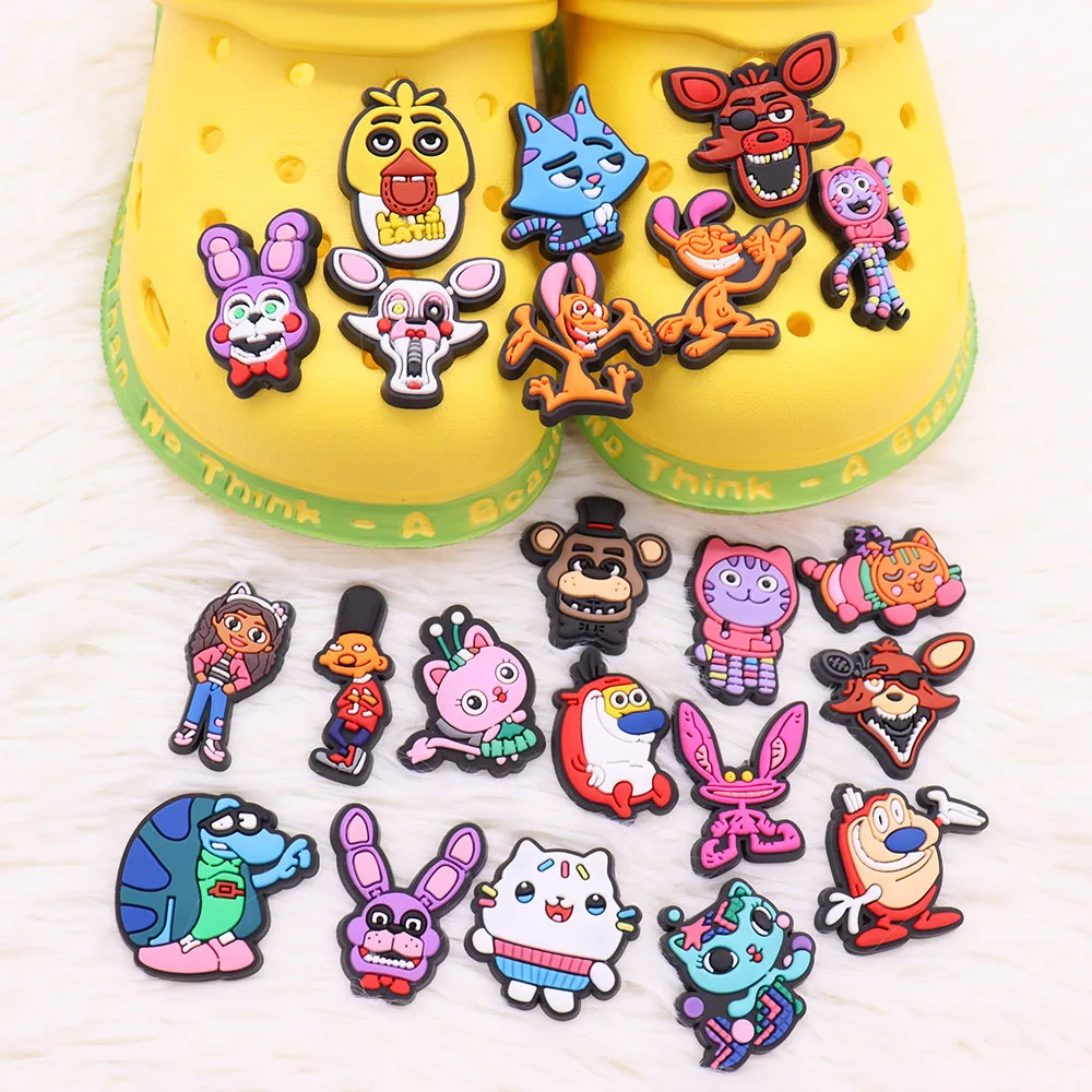 

Оптовая продажа, 50 шт., подвески из ПВХ для обуви, мультяшный монстр, утка, кот, кролик, аксессуары, детская обувь, украшение, подходит для Croc Jibz, DIY, искусственный подарок