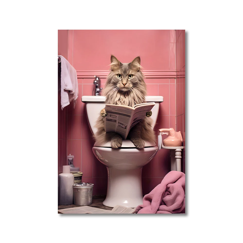 

Настенный Постер С Забавными Животными, Печать На Холсте, Без Рамы, Абстрактное Произведение Искусства Для Декора Туалета