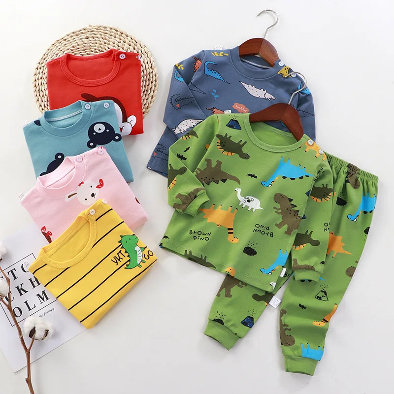 

Cartoon Children's Pajamas Set Baby Boy Girl Clothes Cotton Sleepwear Set Kids Dinosaur Tops Pants Nightwear Toddler Clothing