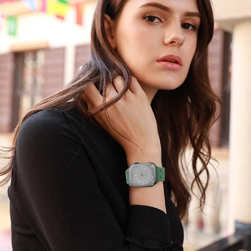 Силиконовый ремешок для Apple Watch Ultra 1 2 Band 49 мм 44 40 45 41 42 Дышащий браслет IWatch Series 9 8 7 6 SE