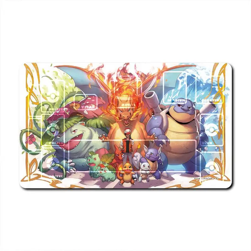 Покемонный коврик для карт Ptcg Charizard Gengar Snorlax Psyduck Tyranitar Diy резиновый одного игрока