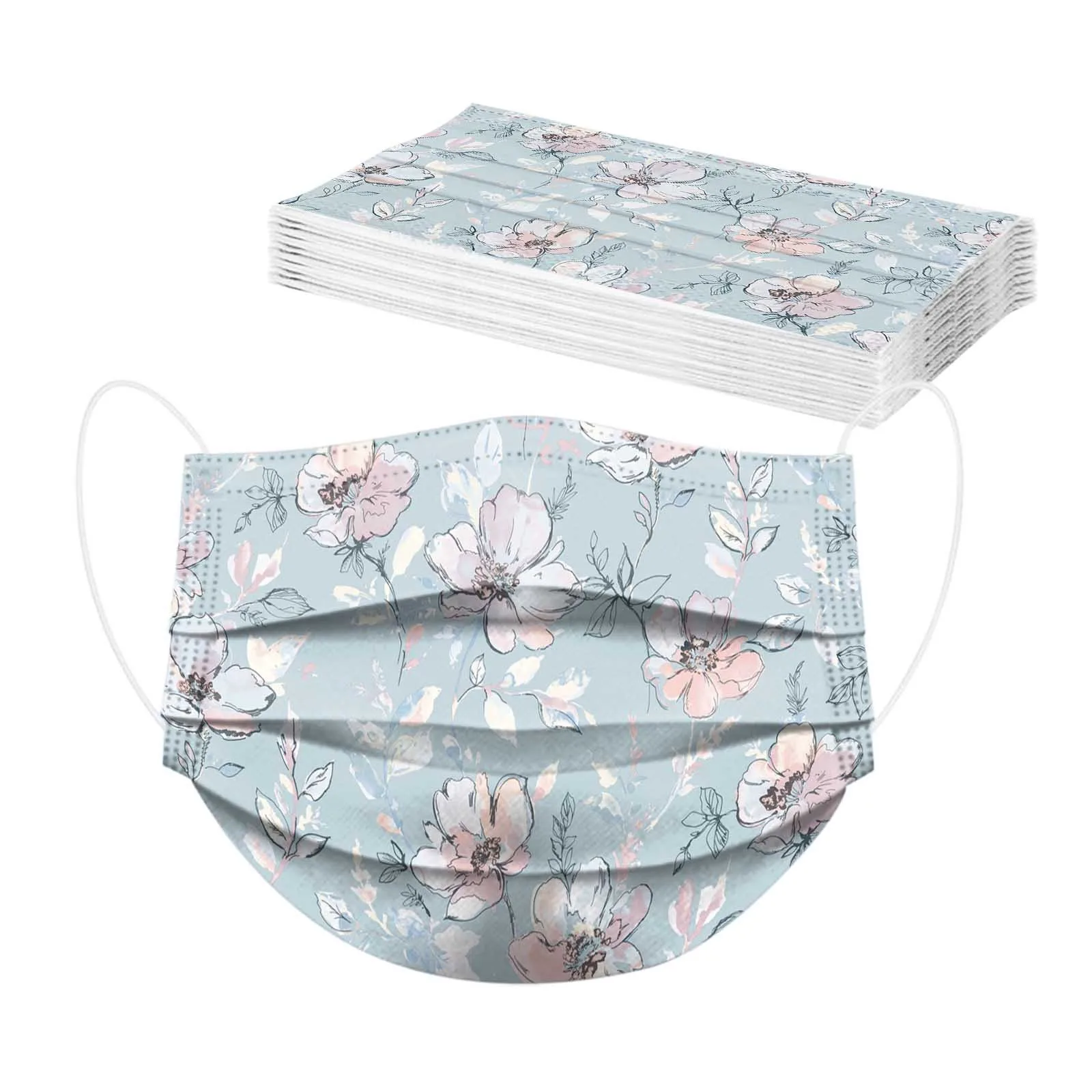 10 шт. трехслойная одноразовая маска для лица с красивыми цветами | Тематическая