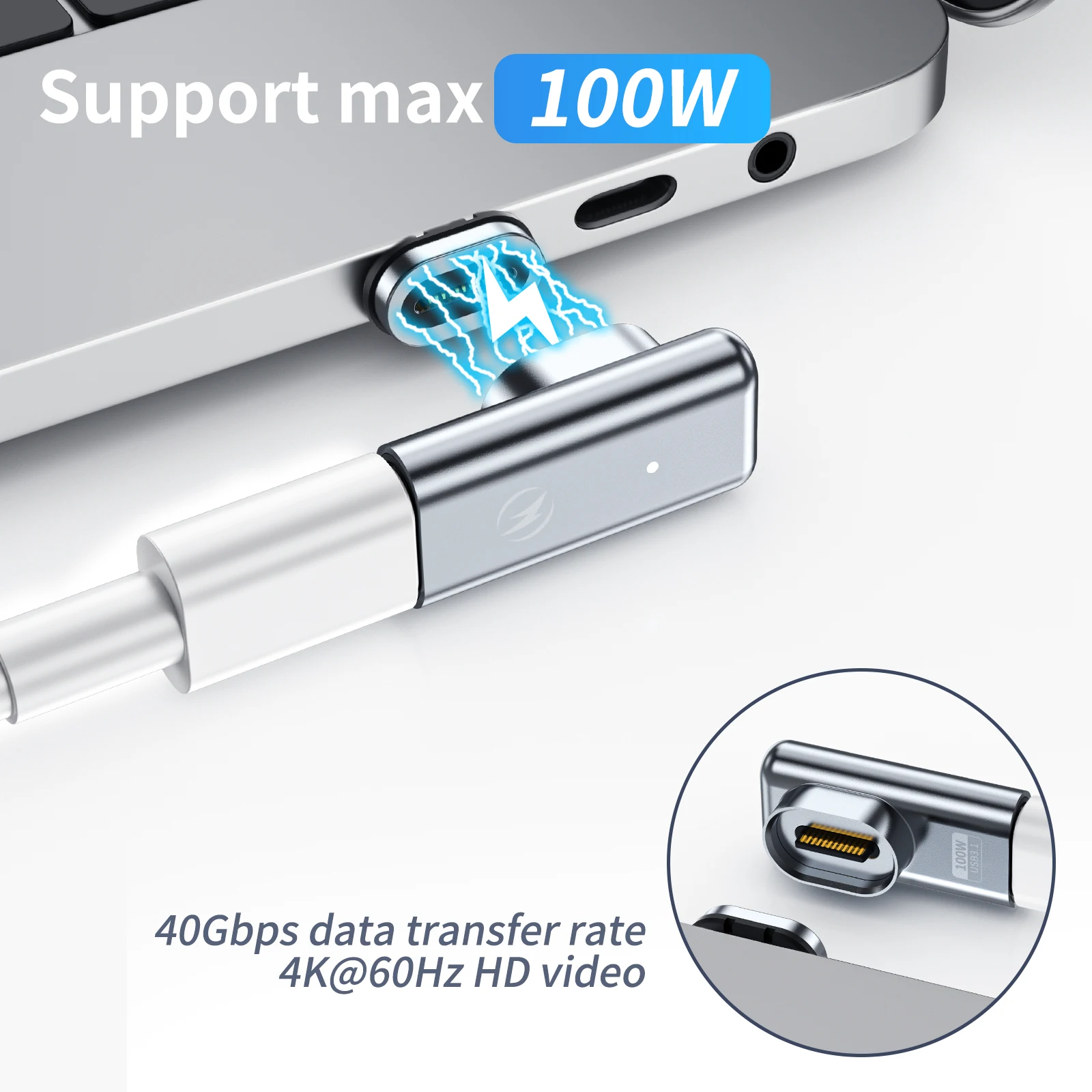 Магнитный адаптер SeynLi 100 Вт USB Type-C гнездо Type-c C штекер магнитный преобразователь