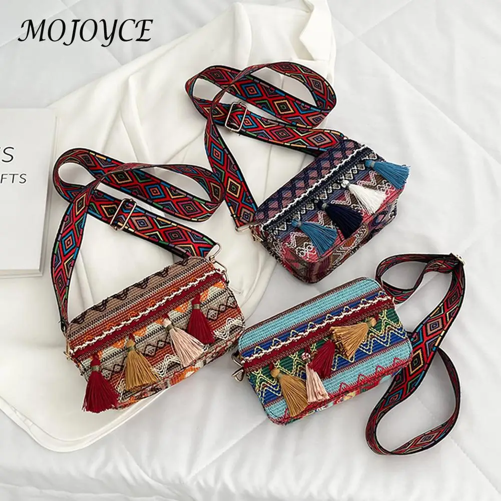 

Сумка через плечо в этническом стиле для женщин, Женский винтажный мессенджер с бахромой для отдыха, морского побережья, сумочка с бахромой ...