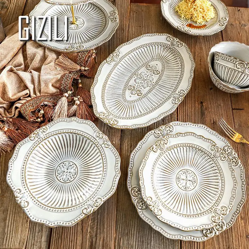 Набор тарелок для французского ужина Роскошная Посуда набор в стиле ретро
