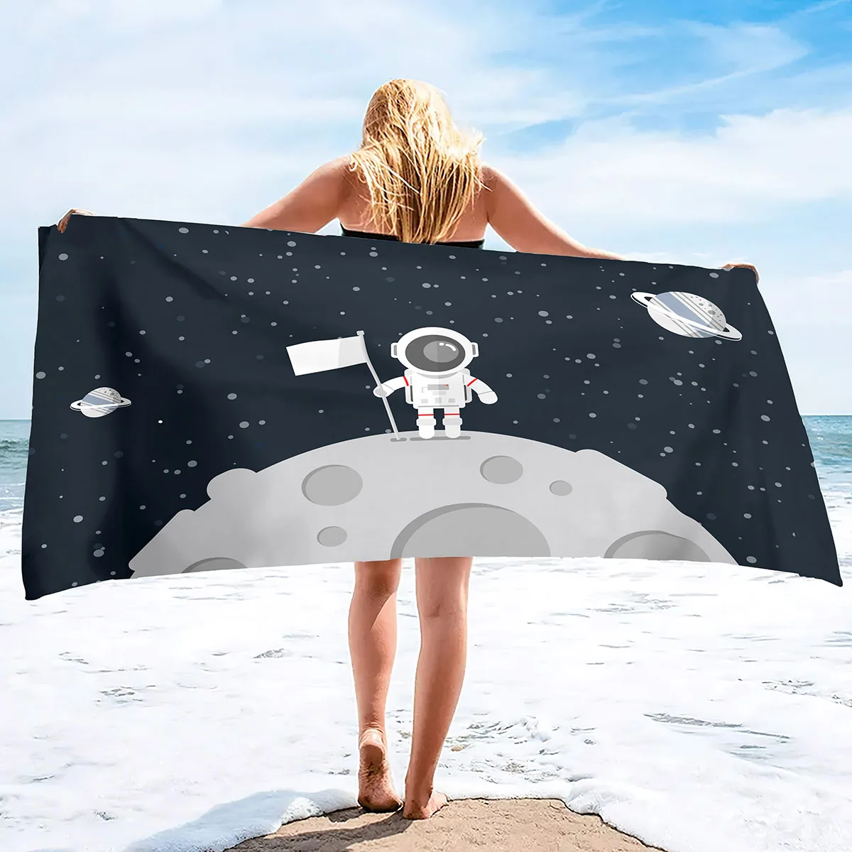 

Пляжное полотенце астронавт для детей, полотенце из микрофибры для бассейна, абсорбирующее быстросохнущее пляжное полотенце, одеяло без пе...