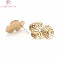 211510pcs 2215mm 24k champagne gold color brass curl pattern stud earrings high quality diy jewelry findings accessories