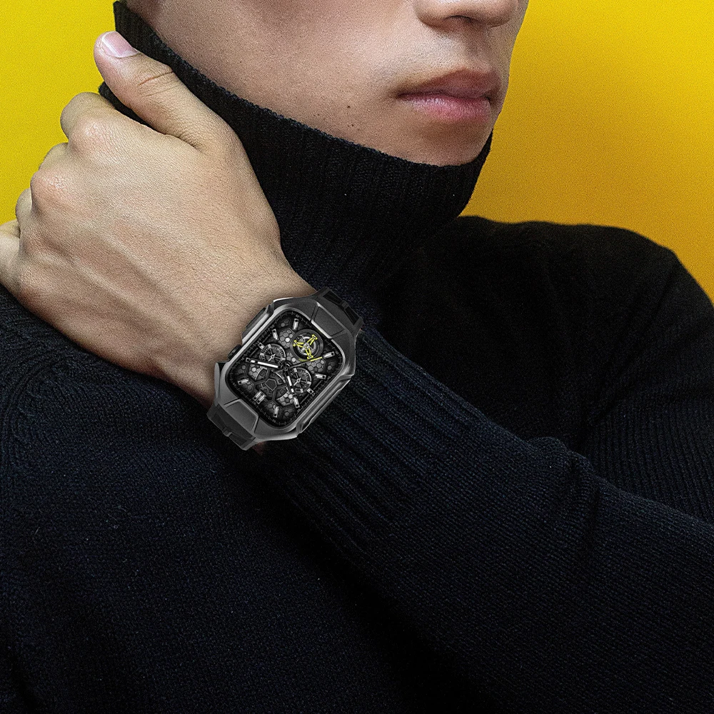 40mm 41mm 44mm 45mm 49mm Modification Kit For Apple Watch Series7 8 Ultra Metal Case Rubber Band For iWatch SE 6 5 4 3Men Sport