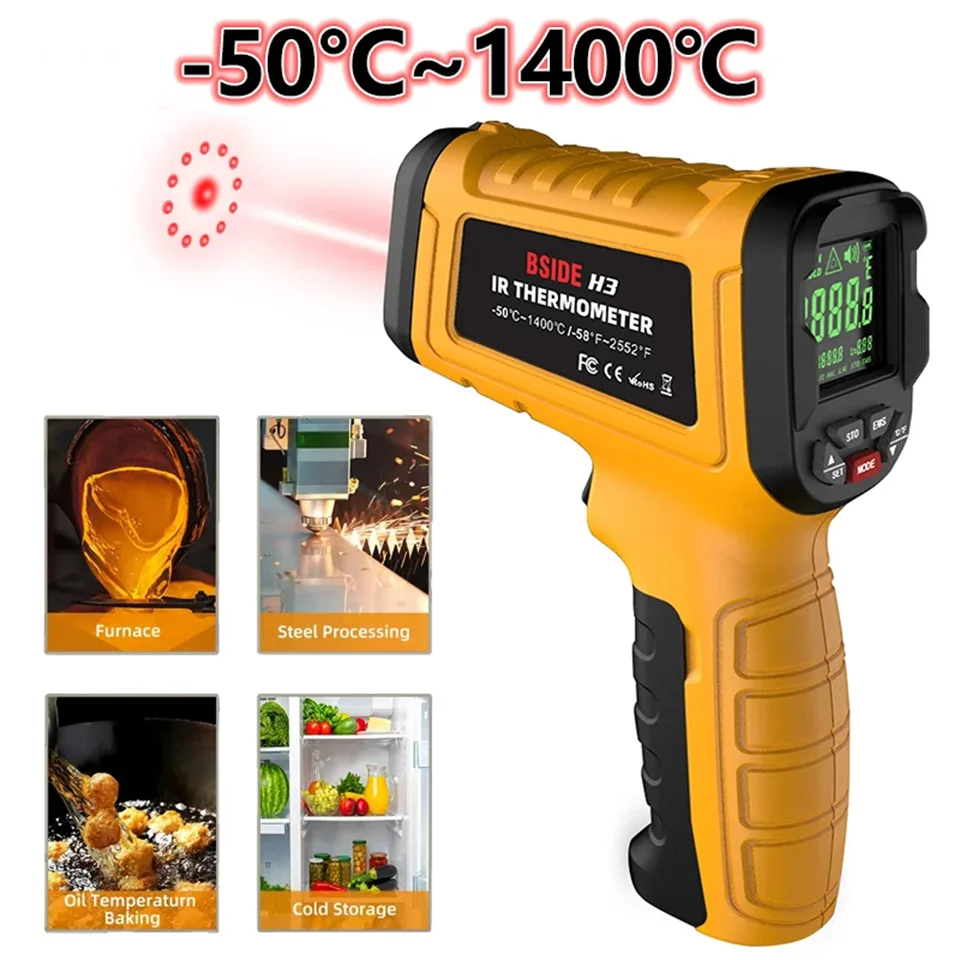 Профессиональный Инфракрасный Термометр-пистолет -50 ~ 1400 ° C Ручной Цифровой