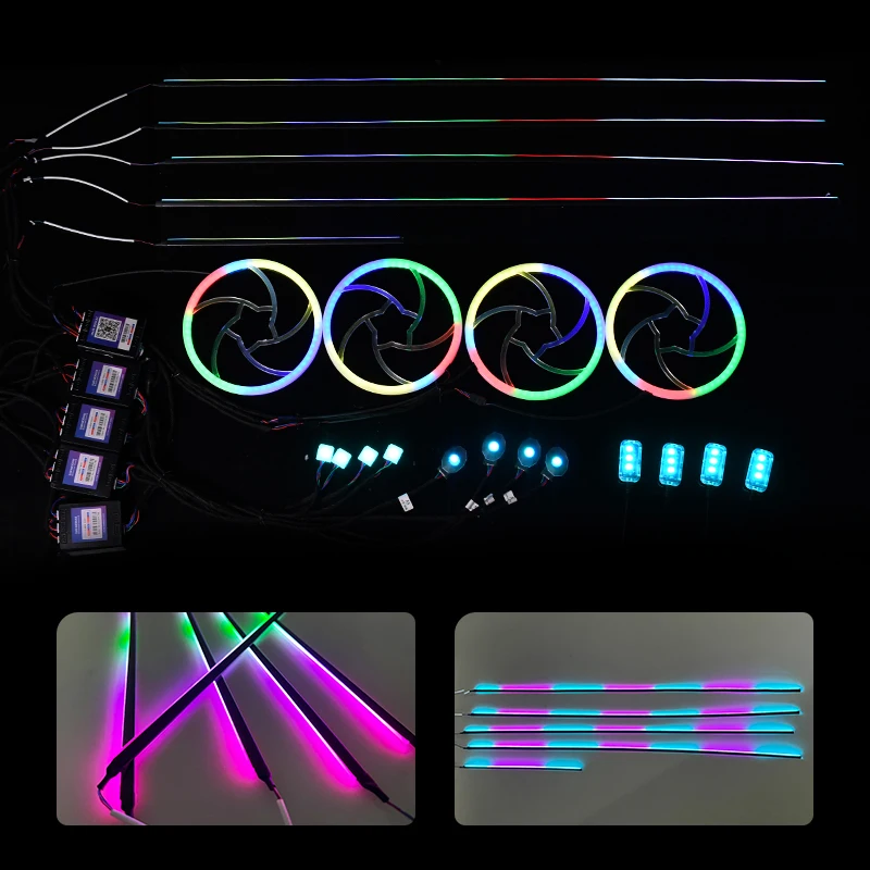 Дешево Новый симфонический светодиодный светильник для автомобиля 256 цветов RGB приложение для управления звуком автоматическое украшение интерье...