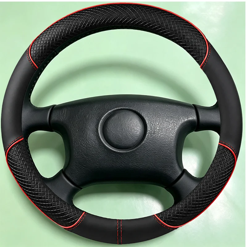 Фото Для Suzuki Vitara 1994-2004, полностью обшитый вручную чехол на руль из черной кожи наппа, аксессуар для салона автомобиля. №1