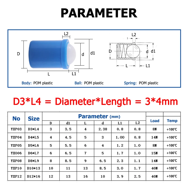 1-50 шт. пластиковые шаровые поршень с помпоном 2/3/4/5/6/8/10/12/13/16 мм