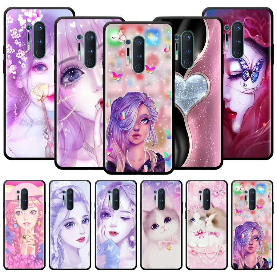 

Cartoon Color Beautiful Girl Luxury Phone Case For Oneplus Nord N100 N200 N10 7 8 9 7T 8T 9R 9RT CE 2 Z Pro 5G Silicon Cover TPU