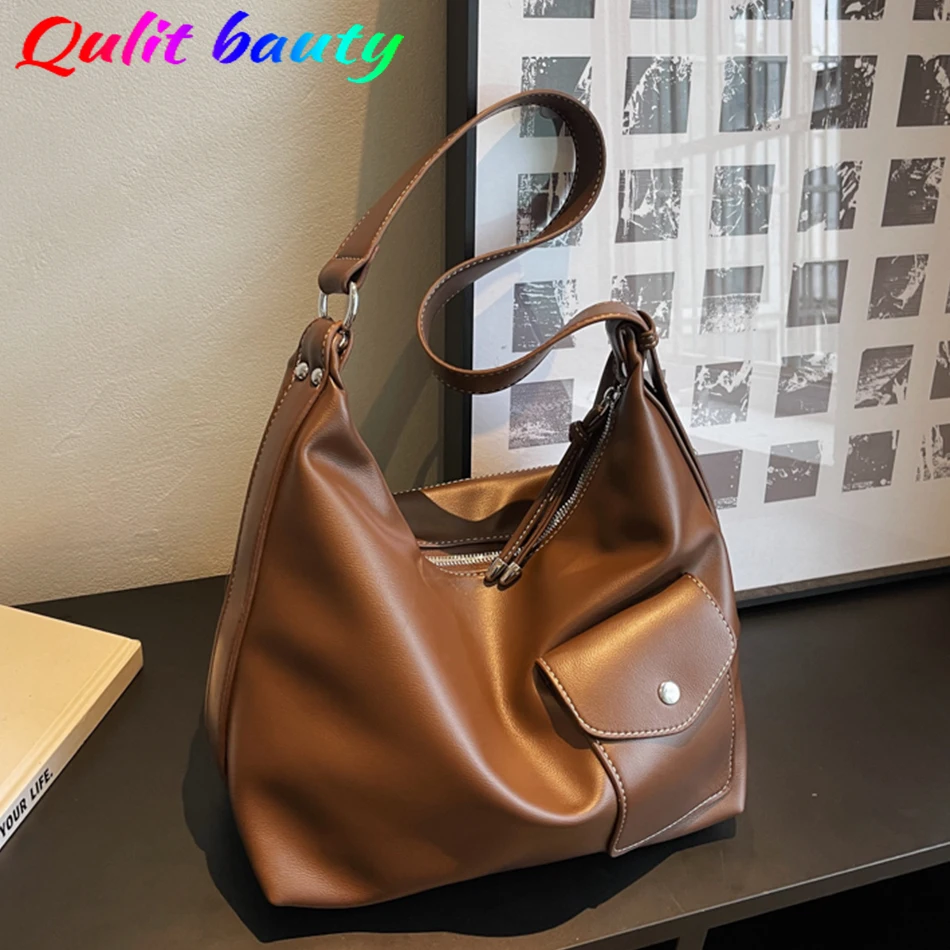 

Large Capacity Smooth Leather Tote 2022 Fall PU Casual Shoulder Messenger Bag for Women Luxury Brand Designer Purses and Handbag