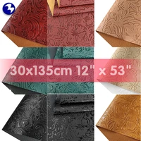 45x135cm embossed retro faux leather roll flower textured synthetic leather fabric for upholstery handbag purse making