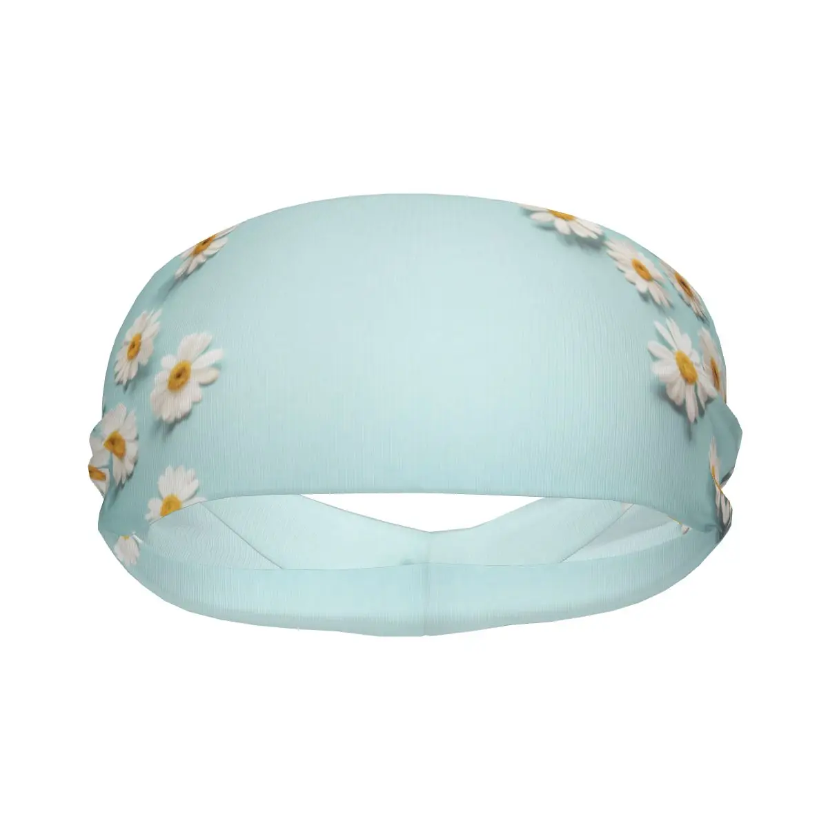 

Sports Headband Chamomiles Frame And Blue Space Running Fitness Sweatband Absorbent Cycling Jog Hair Bandage