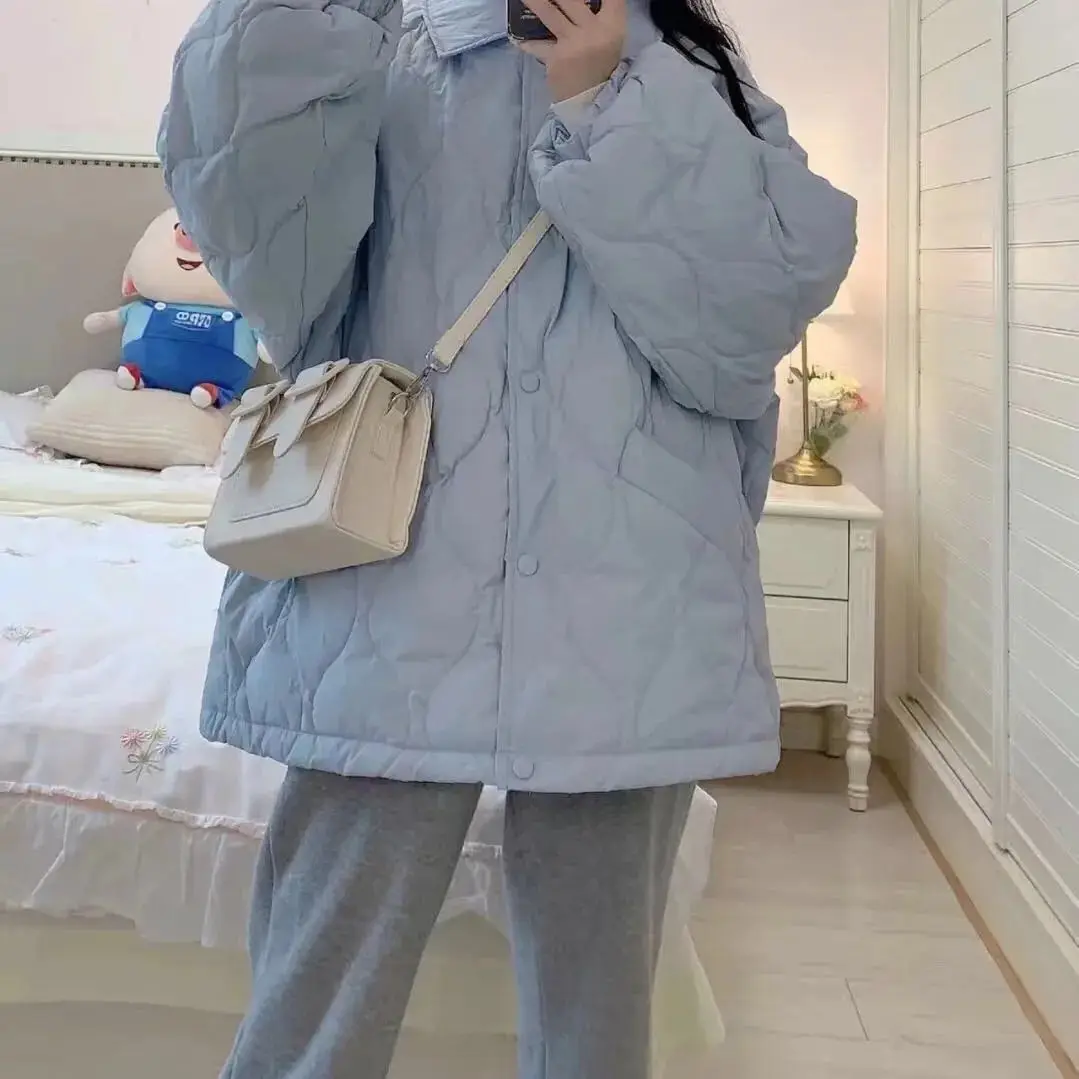 Parkas Women New Winter Clothes Women Cotton-padded Jacket Girls' Warm Thick Diamond Lattice Loose Cotton Coat Korean Style