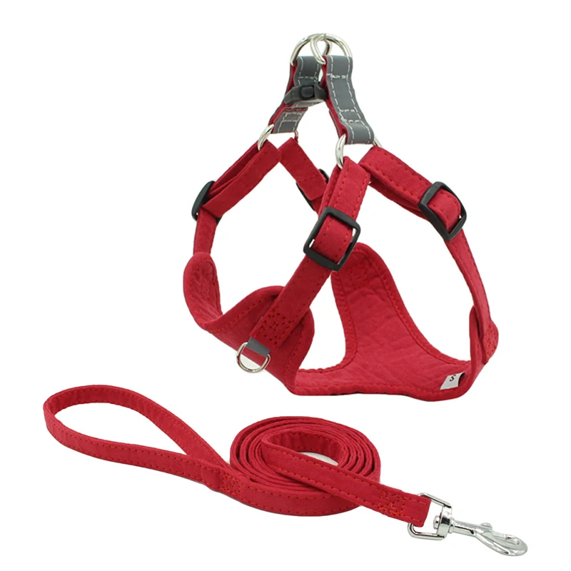 

Dog Harness Pectoral Vest Suede Reflective Chest Sling Leash Set Luminous Small Large Animal Pitbull Breast-Band Pet Supplies