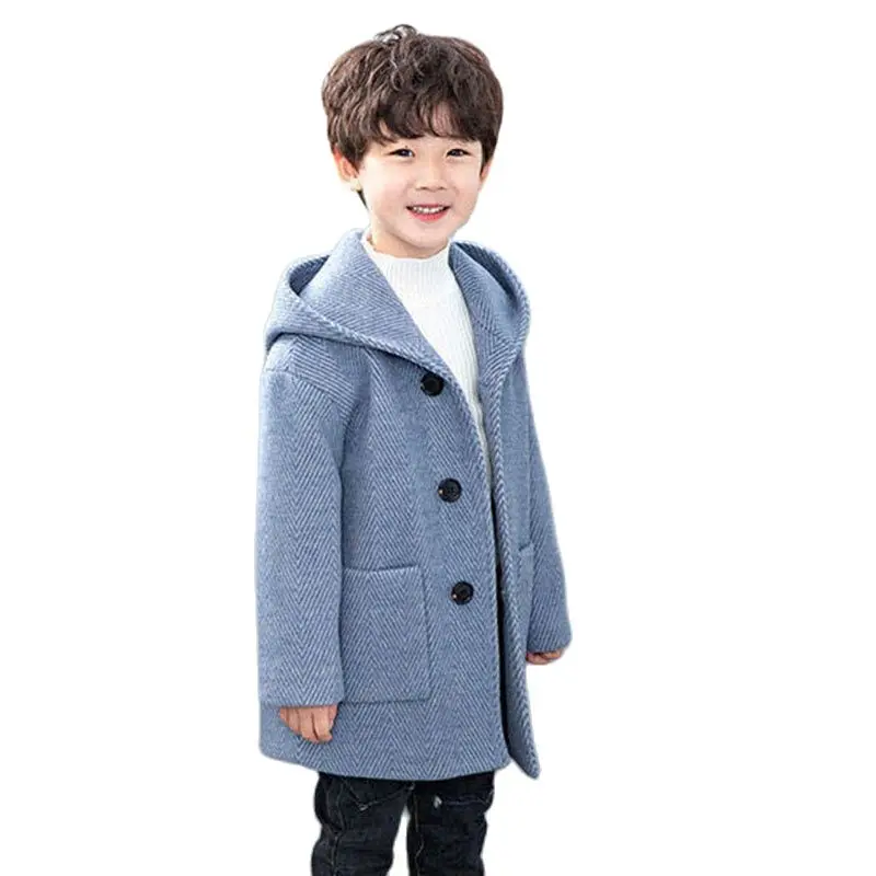 

New Winter Fashion Woolen Jacket For Boy 2022 Korean Version Thickening Handsome Mid-Length Keep Warm Casual Children's Clothing