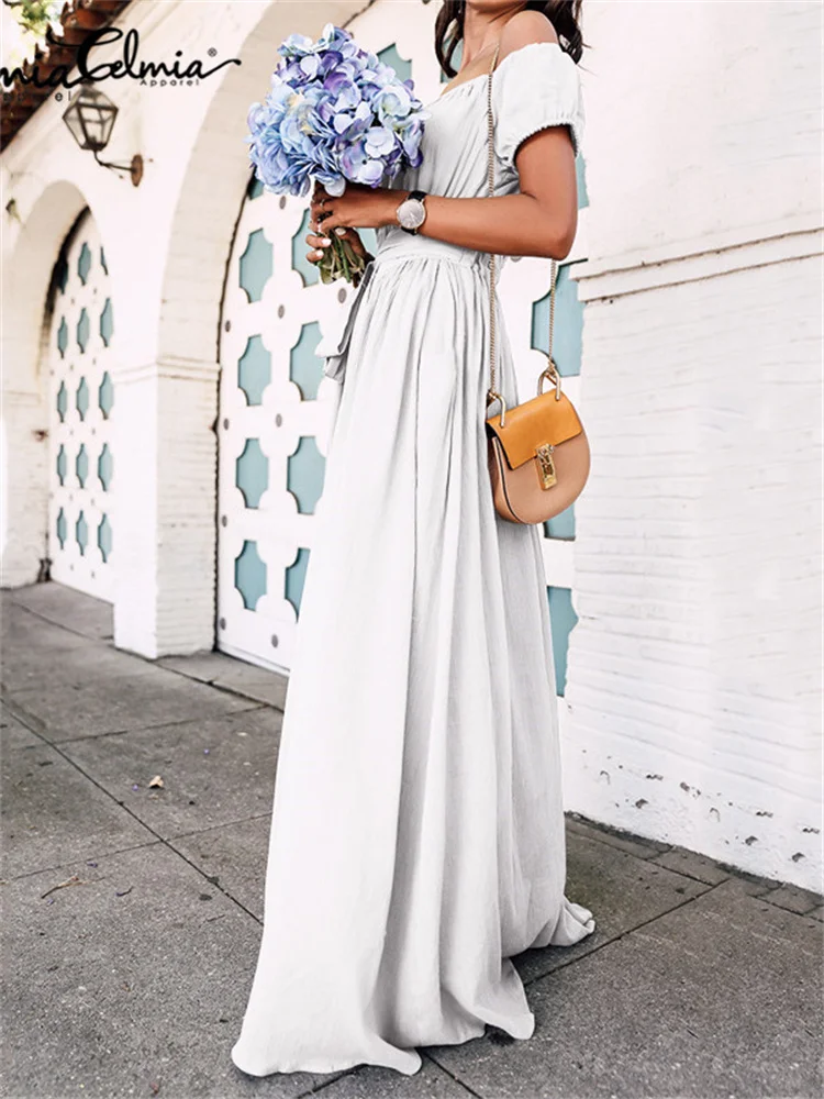 Женские богемные халаты с поясом Celmia пикантное Летнее Платье макси открытыми