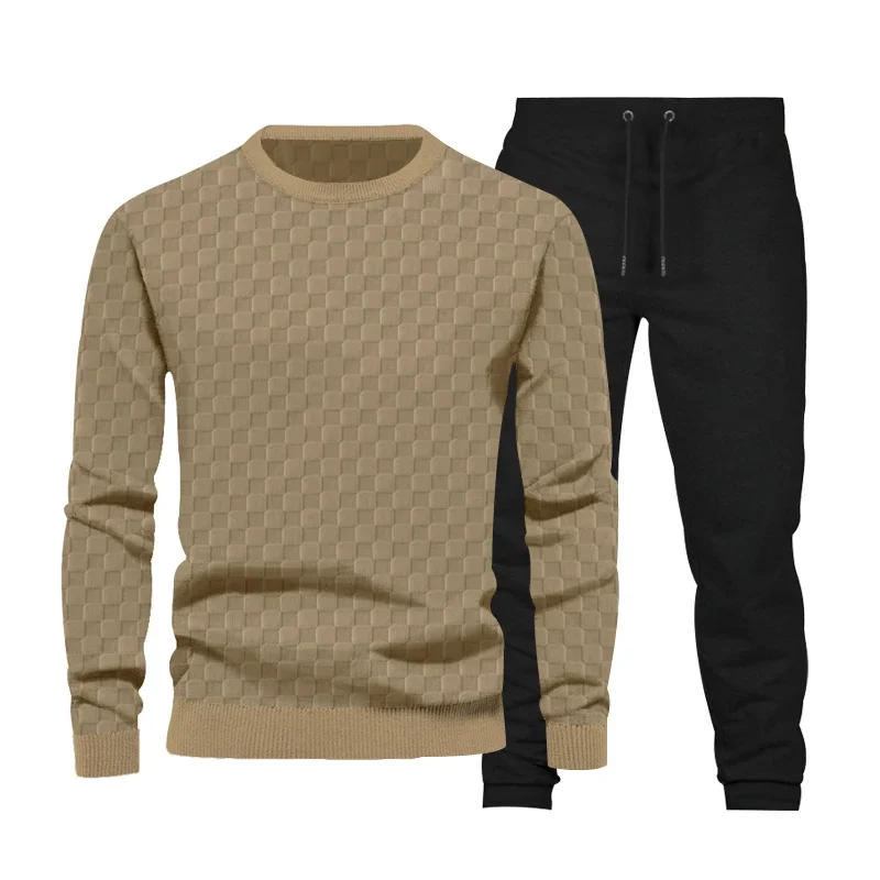 

Осень-зима 2023, мужской вязаный костюм, тяжелая женская текстура, Повседневная Нижняя рубашка