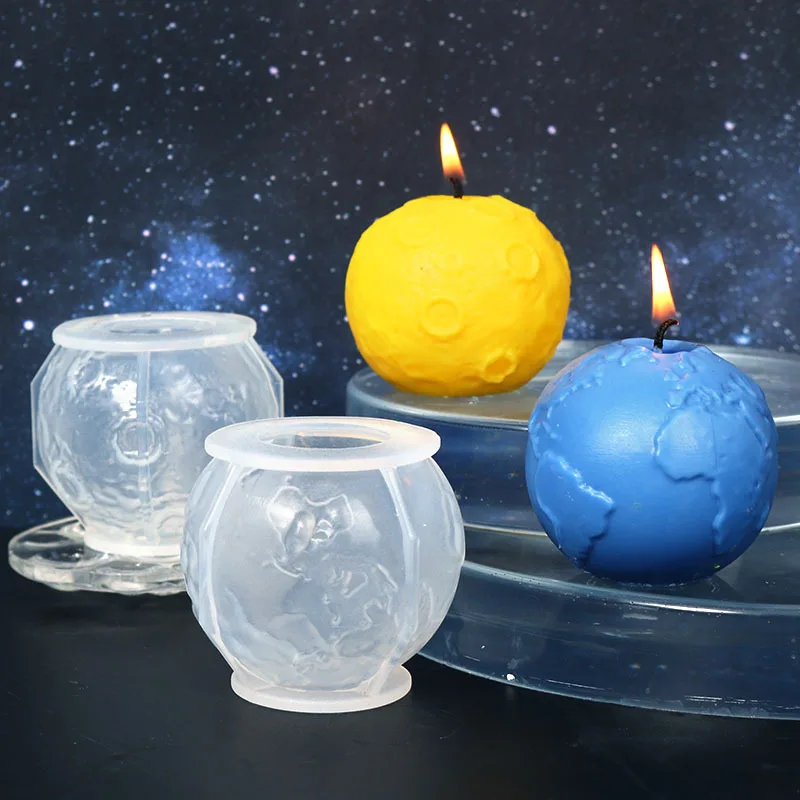 

3D Earth Moon Silicone Candle Mold DIY Creative Space Aromatherapy Candle Making Tool Handmade Soap Resin Mold Crafts Home Decor