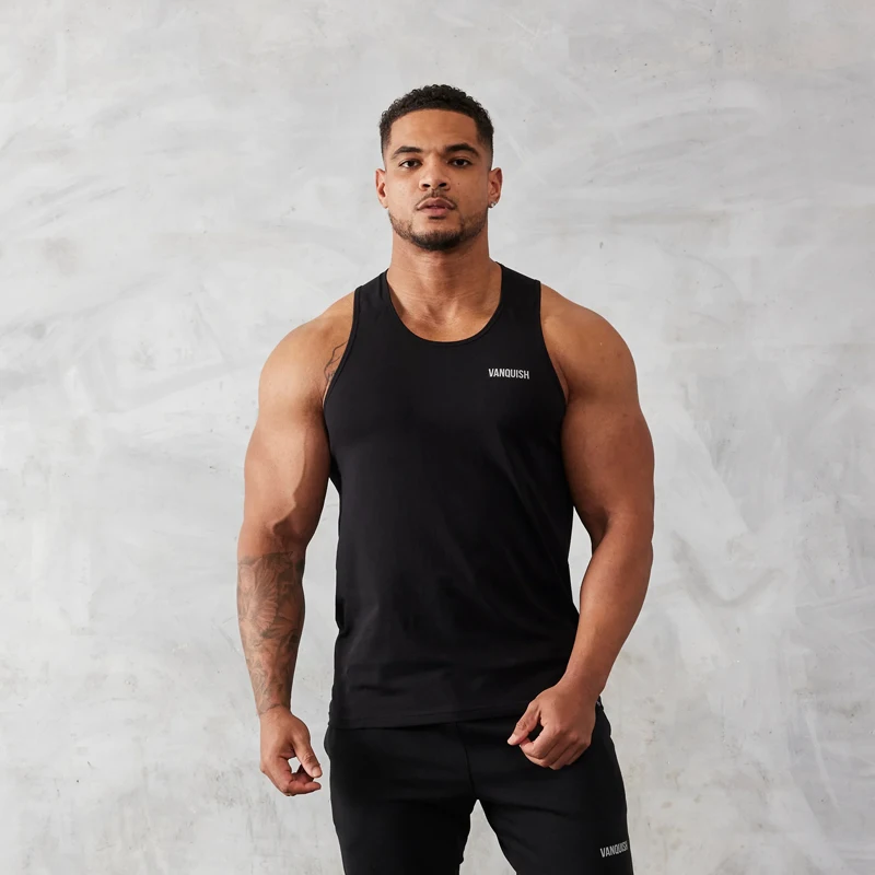 

Men's Vest Gym Sports Fitness Pure Cotton Round Neck Slim Fit Sleeveless T-Shirt 2023 New Summer Gym Running Training Tank Top