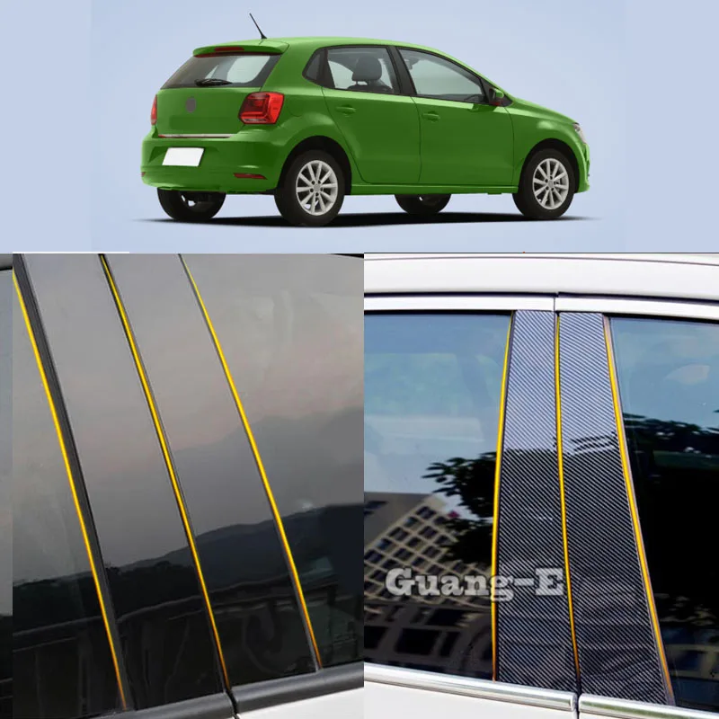 

Car PC Material Pillar Post Cover Door Window Molding Stickers For Volkswagen VW Polo MK5 Hatchback 2011 2012 2013 2014 -2018