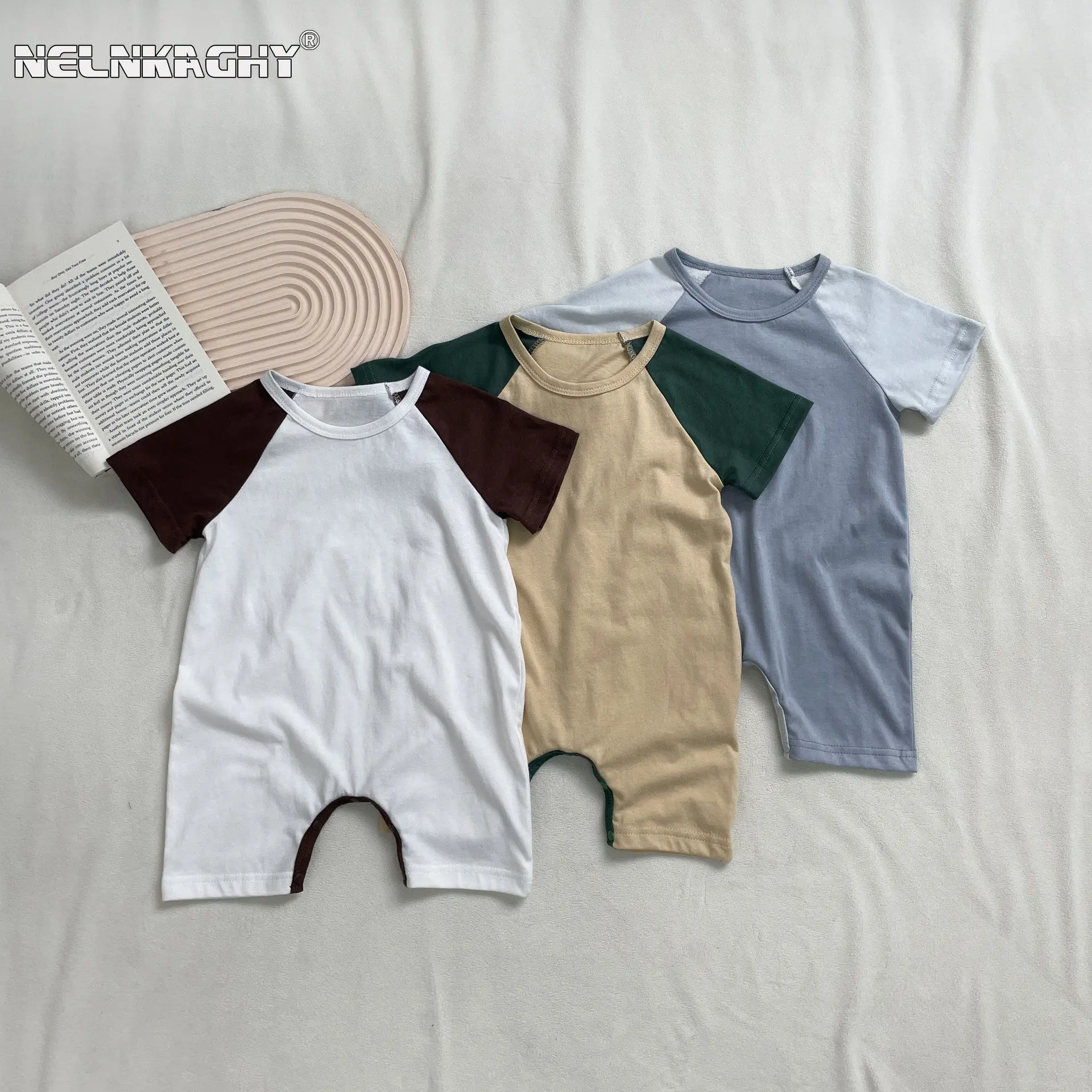 New In Summer Kids Baby Boys Short Sleeve Patchwork Cotton Jumpsuits Toddler Casual Outwear Infant Newborn Romper 유아복