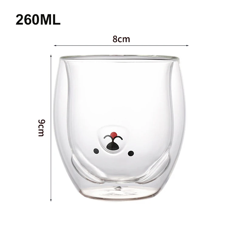 Creative Cute Bear Double-Layer Coffee Mug Double Glass Cup Carton Animal Milk Glass Lady Cute Cat Duck Dog Gift Christmas Gift images - 6