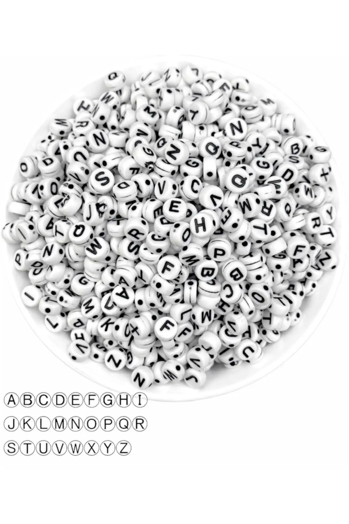 

50g Letter Beads, 4x7mm Flat White Over Black Letter Beads (50gr,~ 375 PCs)