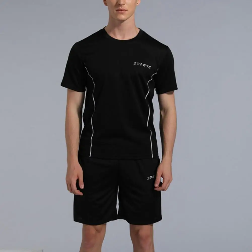 

Костюм спортивный мужской с эластичным поясом, мягкий комплект из 2 предметов, летняя одежда для бега