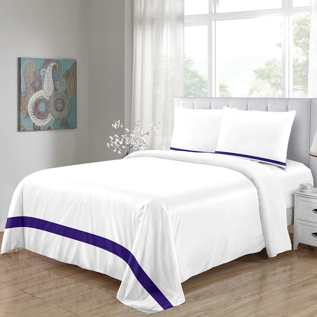 

3 Piece-Bed Comforter Cover Set Breathing &Comfort Microfiber Queen Size White Design with Zipper & 2 Pillowcase